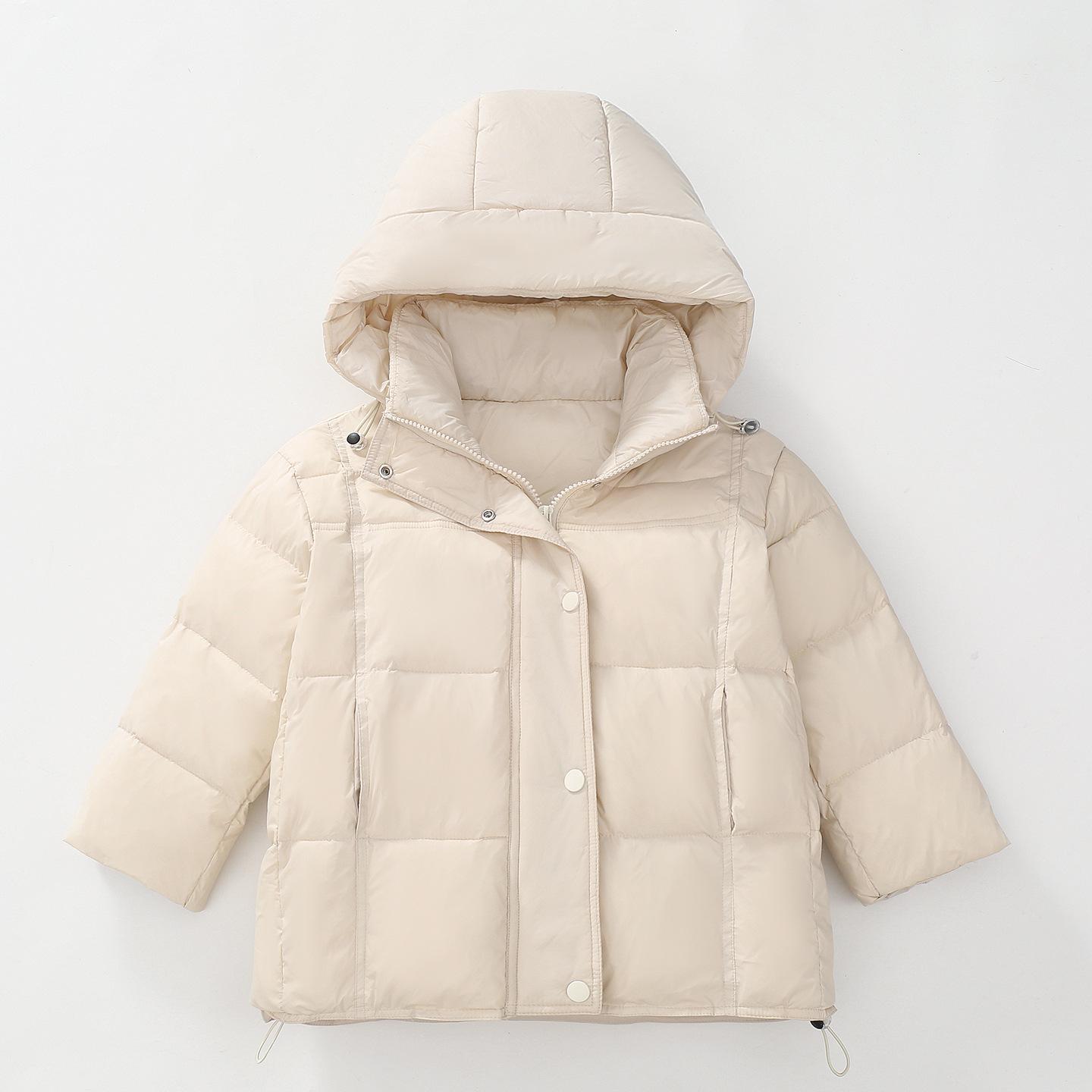 

2025 Kids Hooded Down Jacket: Warm, Windproof, and Thick for Autumn and Winter 120cm білий/вершковий