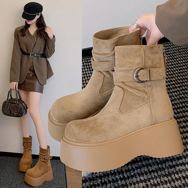 

New autumn niche small thick-soled heightening Martin boots women s retro thin short boots 40