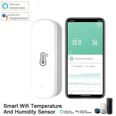 Czujnik temperatury i wilgotności Tuya WiFi Smart zasilany bateryjnie, monitorowanie przez aplikację, bezpieczeństwo inteligentnego domu, współpracuje z Alexa Google Home