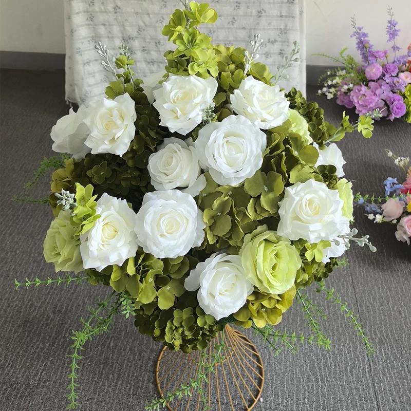 Green hydrangea Floor Floral Arrangement Wedding Backdrop Arch Decor Hang Flower Row Table Centerpiece Ball Event Party Supplies
