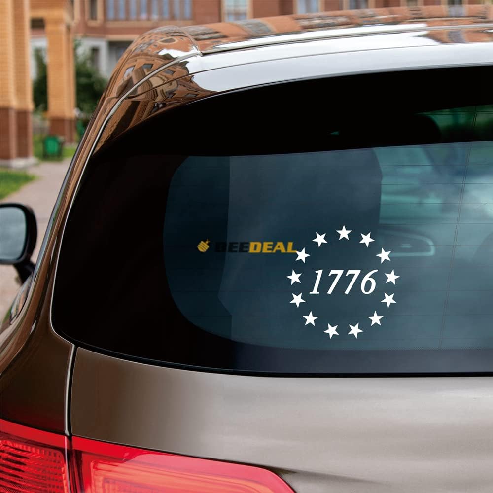 

1776 Flag 13 Stars Circle Sticker Decal Vinyl 09242b - 2 Pack White, 3 Inches, 5 Inches - No Background for Car Boat Laptop Cup