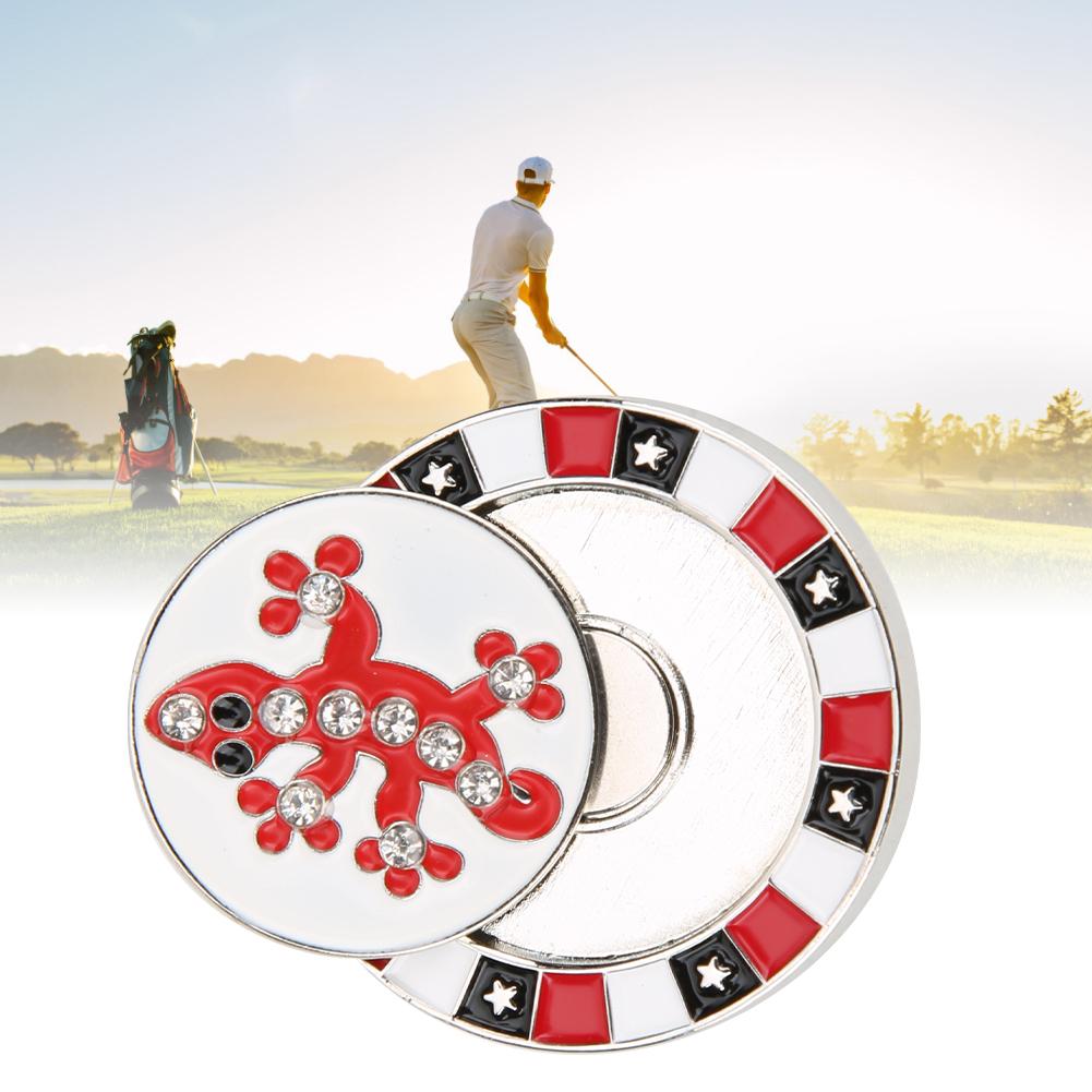Zinc Alloy Double Layer Golf Ball Marker Magnetic Hat Clip Cap Clamp Gift SuppliesRed Lizard