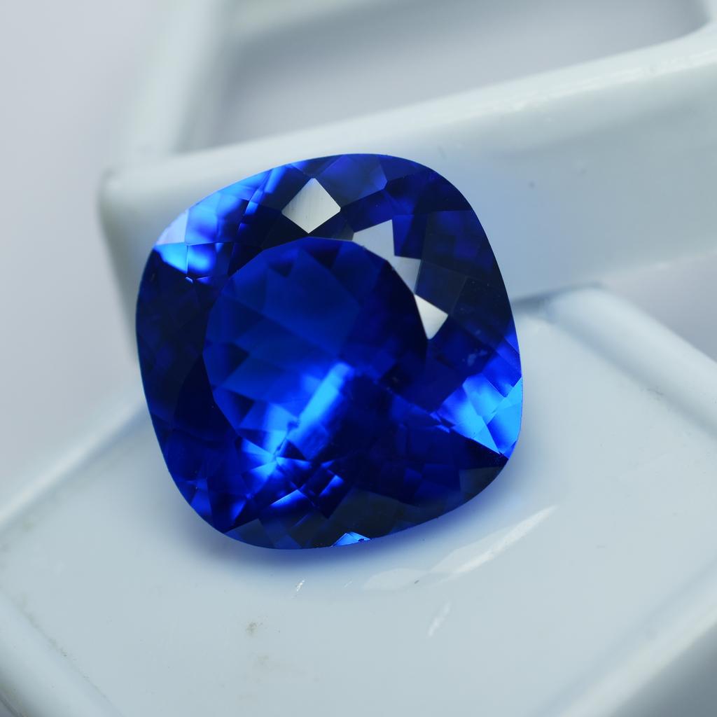 Natural Blue Tanzanite Loose Gemstone Square Cushion Shape 14.80 Ct for Jewelry Making and Crafts