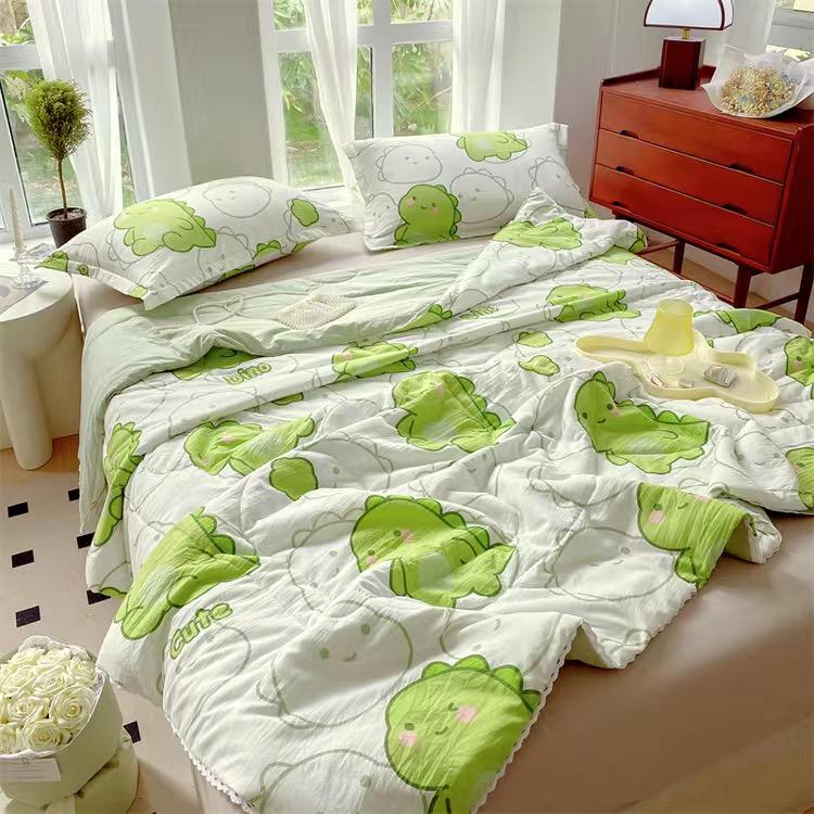 Cuvertură de vară pentru copii, fructe de desene animate, cuvertură colorată, adulți, spălare mecanică, matlasare din dantelă florală, pilote subțiri, pături răcoritoare