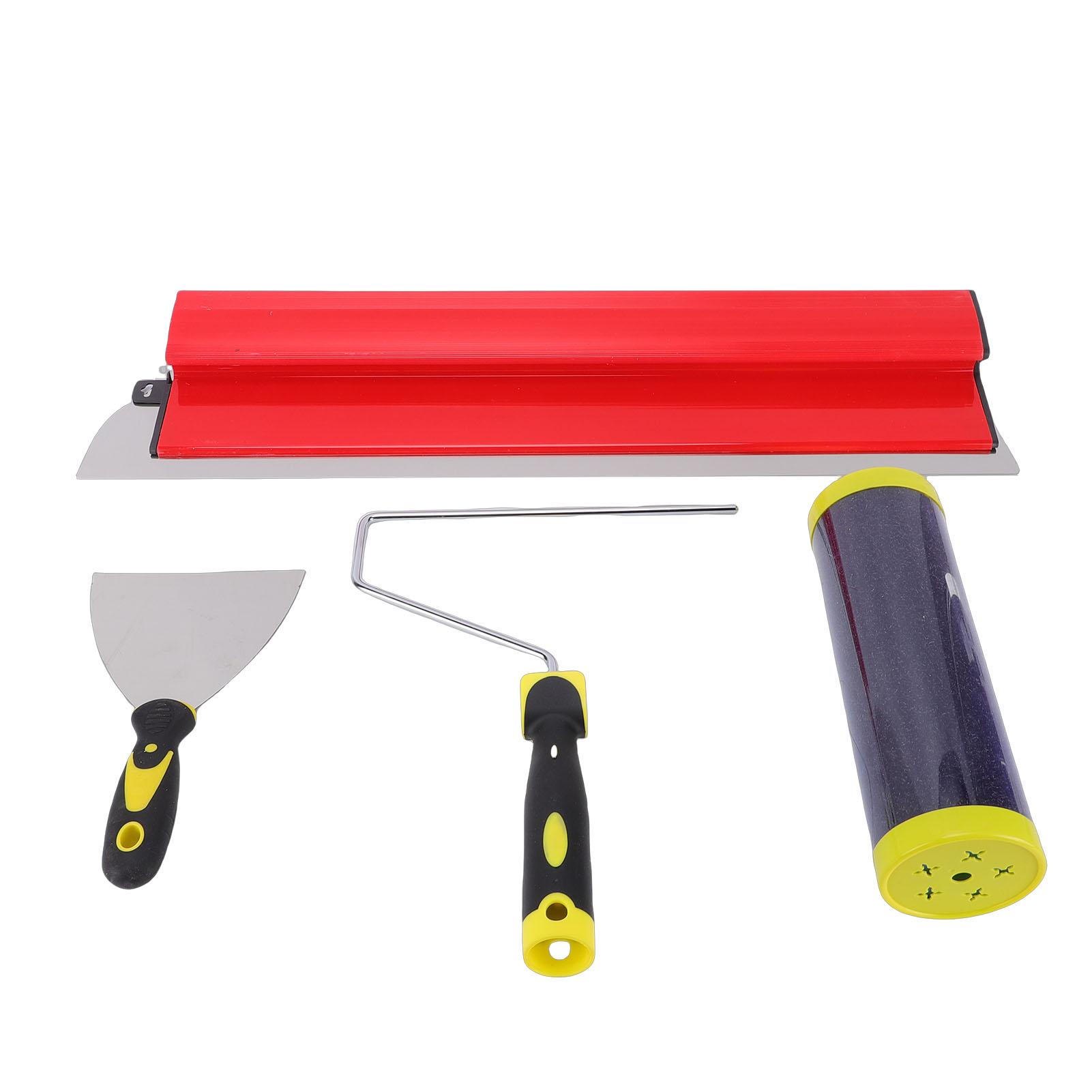 Ensemble de lames à enduire pour plaques de plâtre 24 pouces 60 cm avec racloir à rouleau 9 pouces pour surfaces de plaques de plâtre et de plafonds red