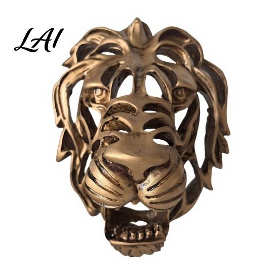 Decorative Wall Mount for Store Lion Sculpture Resin Retro Bronze Art 3D Animal Head Home Ornament Figurine Hollow Hanging Pendant Indoor