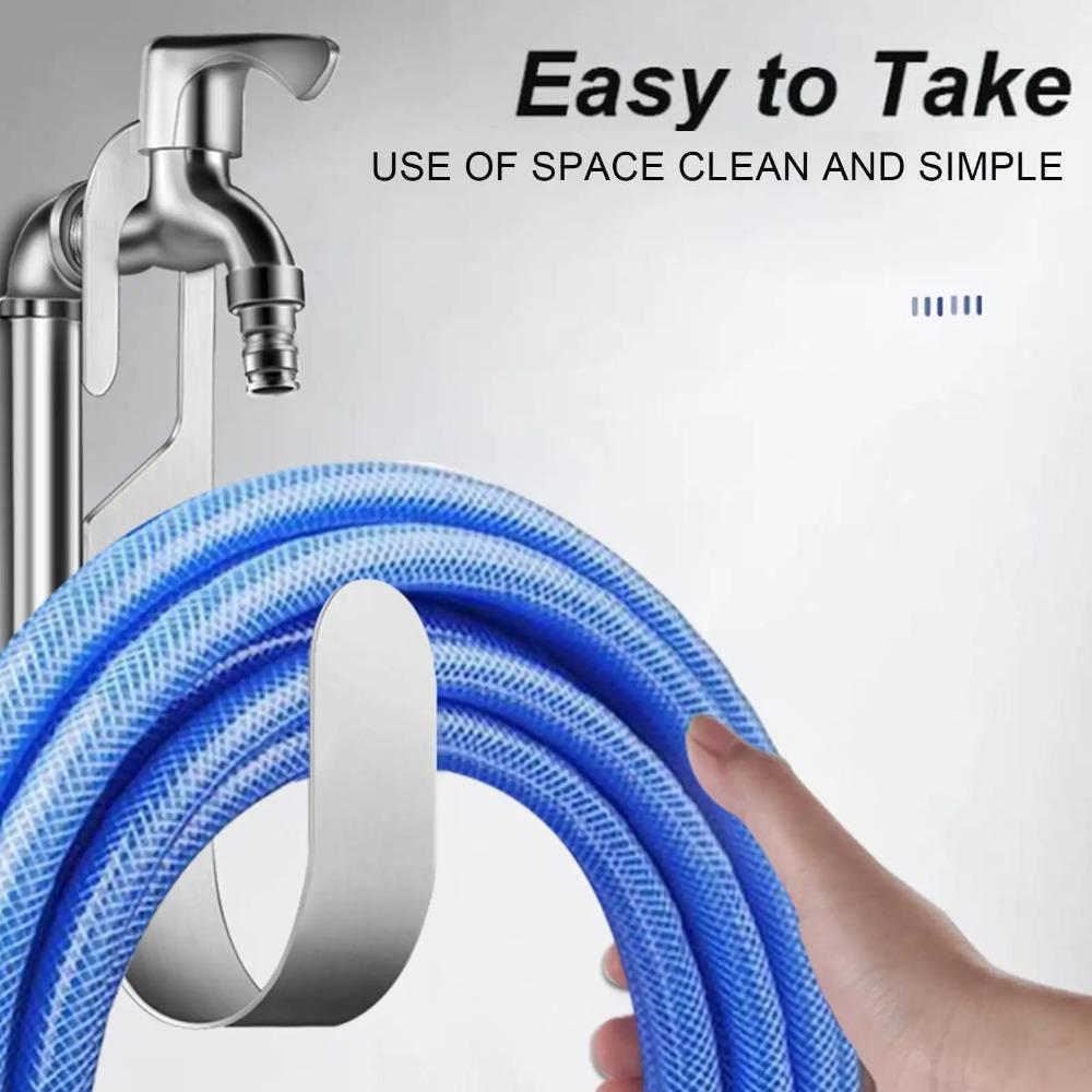 Stainless Steel Garden Hose Holder Heavy Duty Hose Storage Rack Hose Hanger  For Home Garden Yard