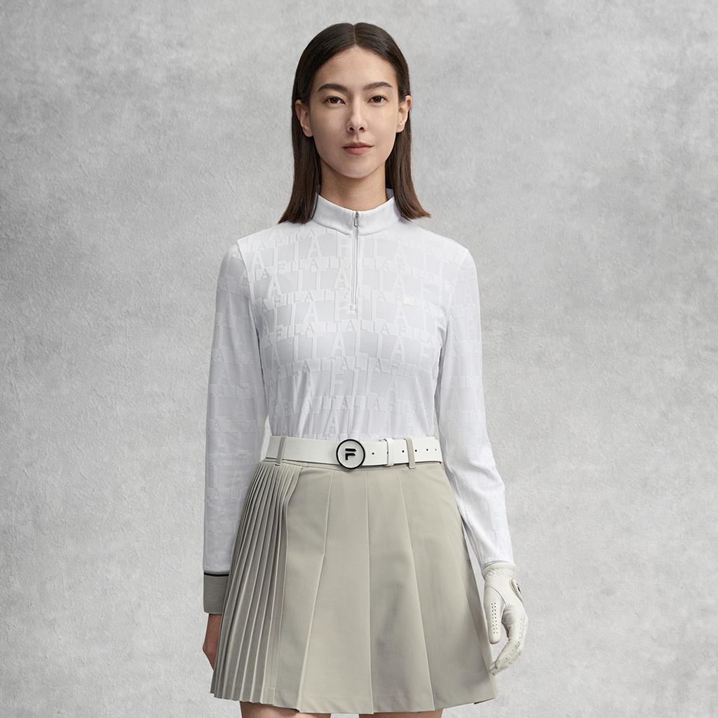 FILA Golf Series Simple Sports Casual Training Golf Versatile Comfortable Quality Half-Zip Printed Knitted Long Sleeve T-Shirt A11W615202FWT