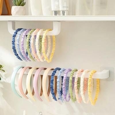 Non Punching Hair Loop Storage Rack Wall Mounted Space Saving Multifunctional Hook Hair Clip Storage Headband Hanging Rack
