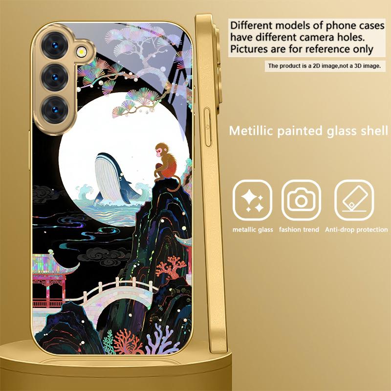 

Фантастическая Радужная Сосна Для Samsung Galaxy S26 S20 FE S21 S22 S23 Plus S24 Ultra S25Ultra S21+ S22Plus Золотой стеклянный чехол для телефона Galaxy S26