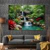 2D Türkisfarbener Pool Wasserfall Wandteppich Tropischer Regenwald Fotografie Hintergrund