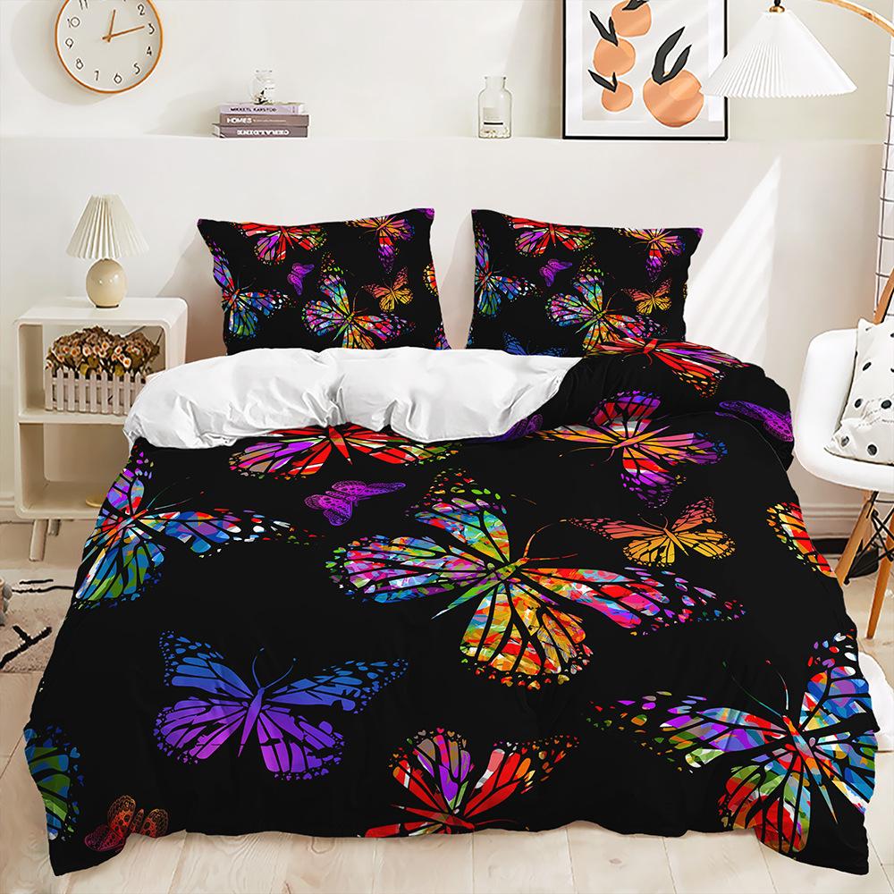 Three-Piece Quilt Cover Gothic Butterfly Kit Bedding Digital Printing Two-Piece Set