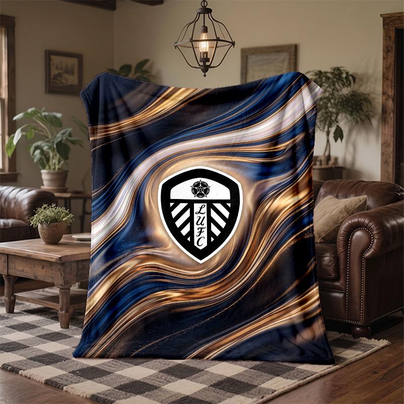 Leeds United Football Print Flannel Blanket Soft Warm Sofa Bed Throw Blanket For Home Office Bedroom
