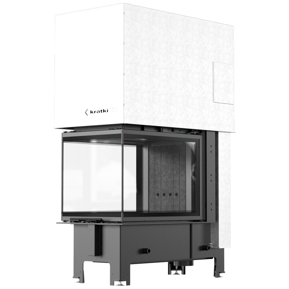 Steel fireplace KRATKI REGNOR 500/700 8 kW Ø 200 3-sided, black thermotec and self closing door