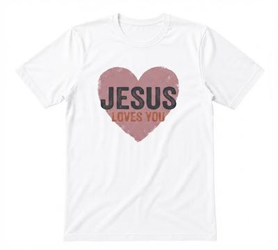 Jesus Loves You Christian Combed White T-shirt