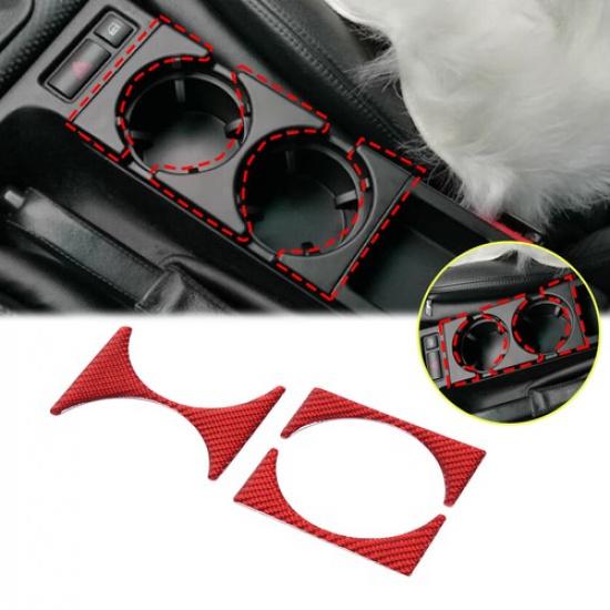 Red Carbon Interior Water Cup Holder Trim Sticker For BMW 3 Series E46 1998-2005
