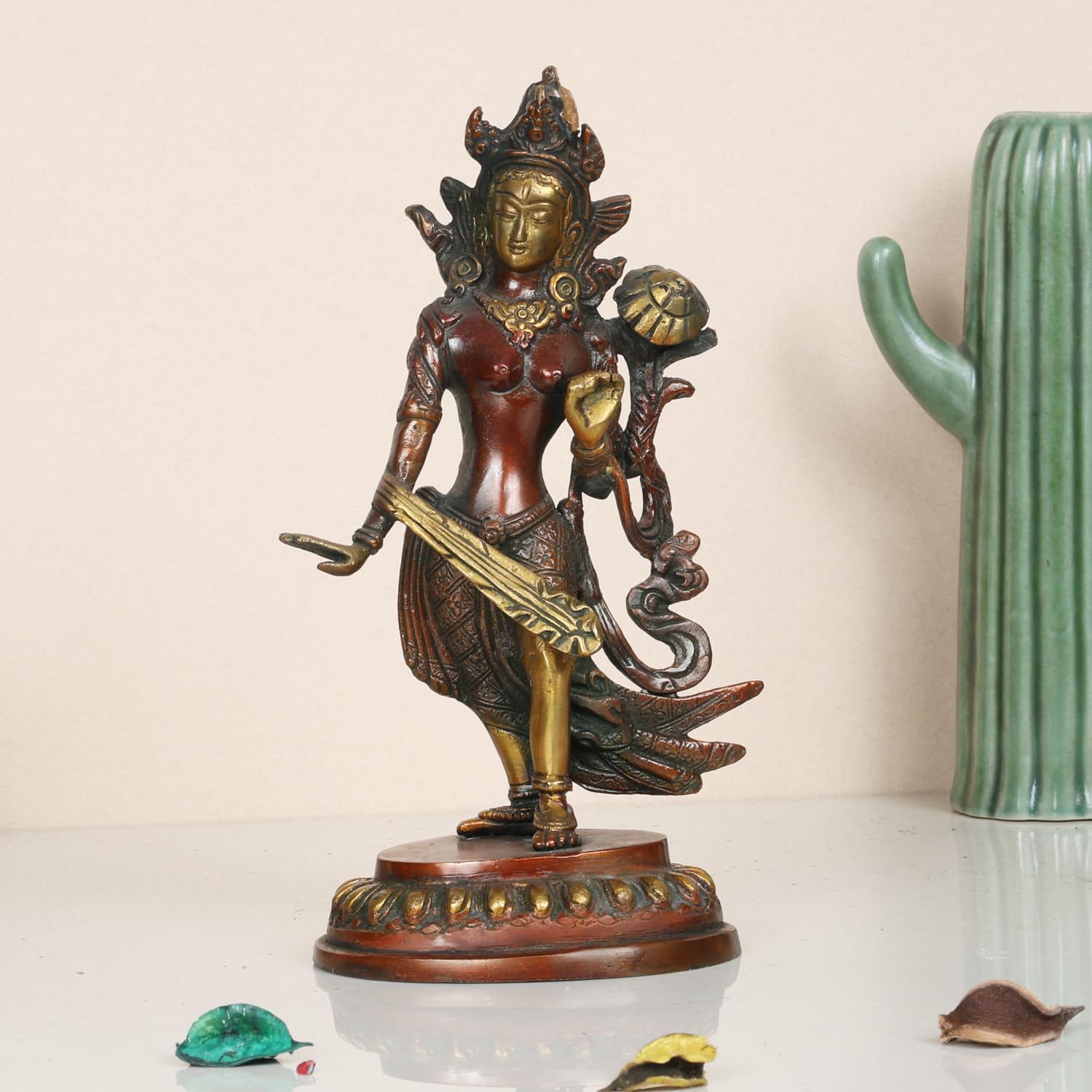

Goddess Tara Statue For Health Happiness Wealth At Home, Office, Antique Bronze