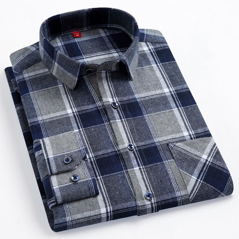 High Quality Men's Autumn New Long Sleeve Shirt Soft Fit British Style Home Leisure 100% Cotton Plaid Stripe Outdoor Travel Tops