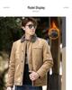 Men's Winter Fleece-Lined Lapel Military Jacket - Loose Fit Lambswool Coat