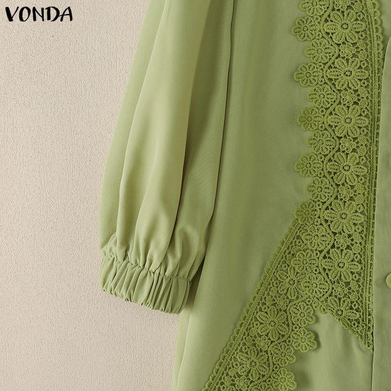 VONDA Summer Women Casual V Collar Half Sleeve Lace Crochet Patchwork Jumpsuits