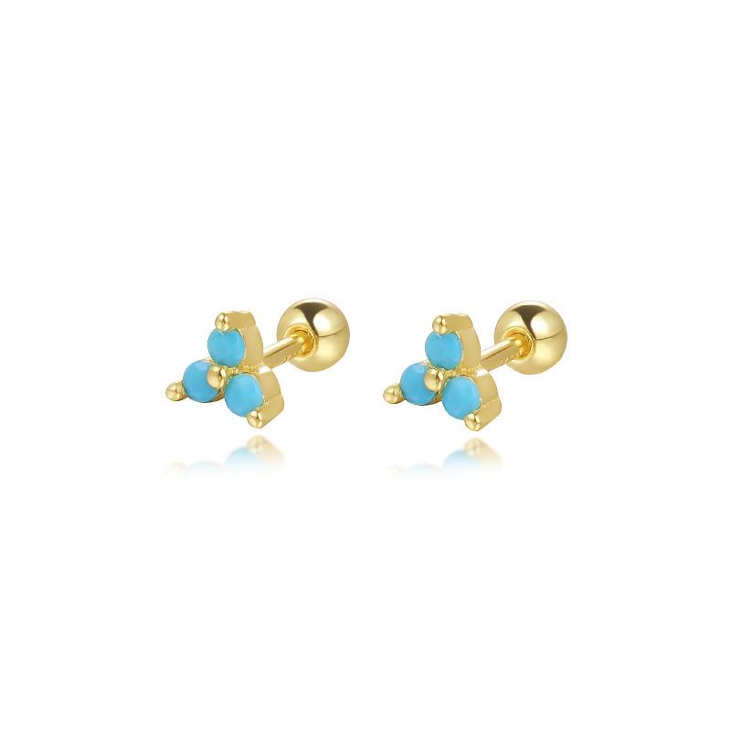 925 Sterling Silver Cartilage Stud Women's Earrings Zircon Flower Ear Lobe Tragus Helix Lip Rings Jewelry