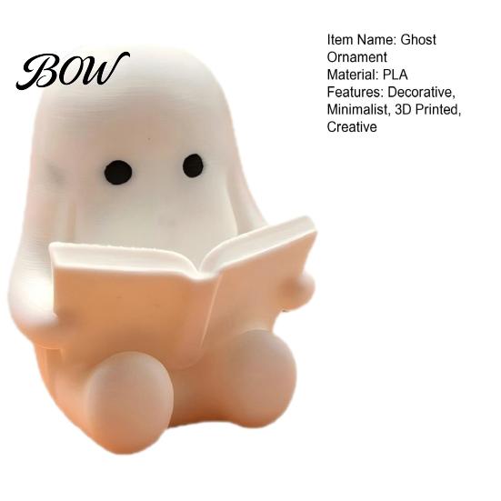 Cute Ghost Table Decor 3D Printed Halloween Figurine, Spooky Resin Statue, Funny Desktop Tray Reading Figurine Decor, Tabletop Centerpiece for