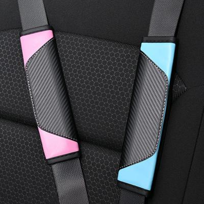 2Pcs Car Seat Belt Cover Carbon Fiber Safety Belt Shoulder Guards Breathable Safety