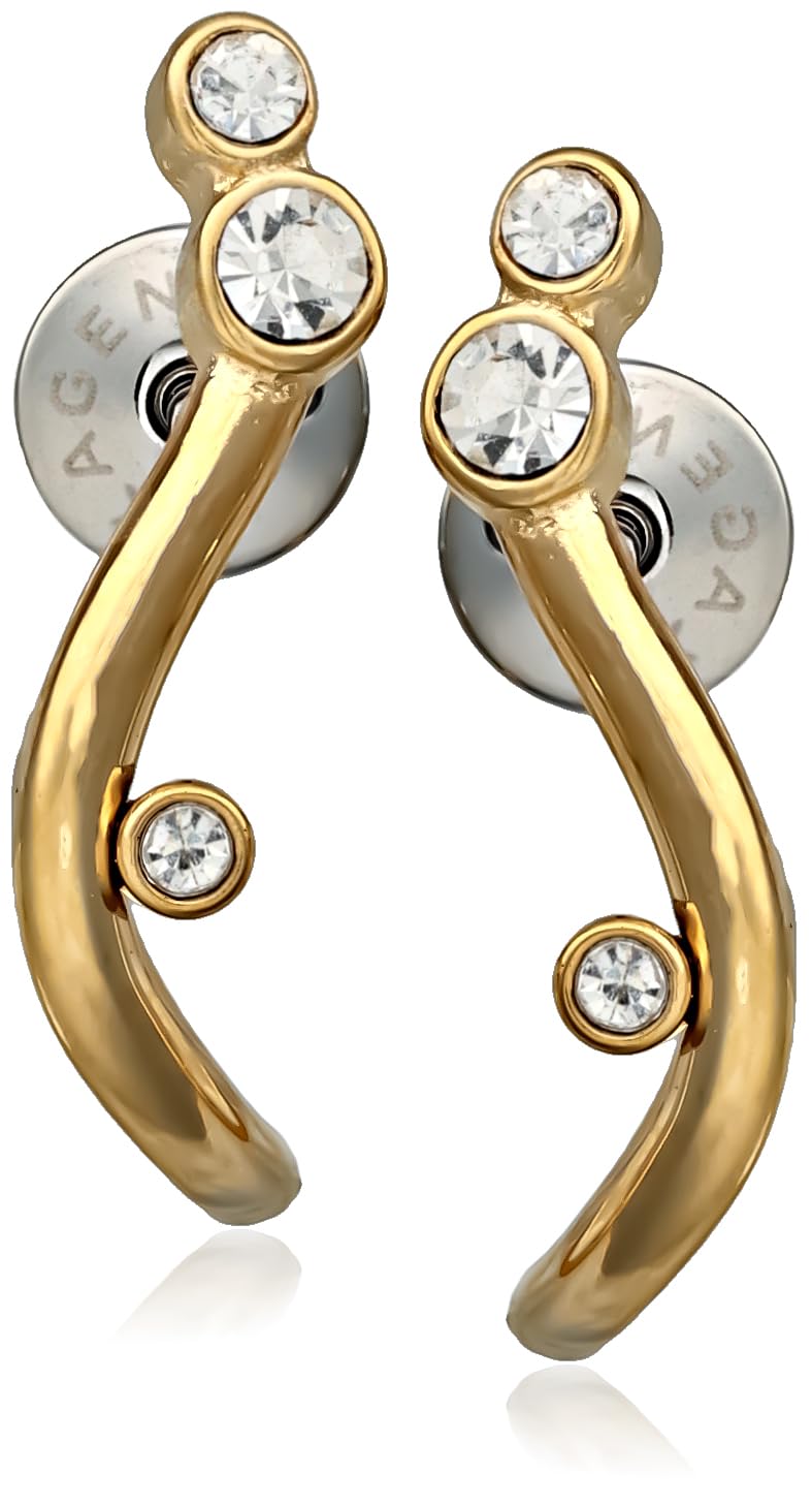 

Skagen Women s GLITZ WAVE Gold-Tone Stainless Steel Hoop Earrings, SKJ1760710