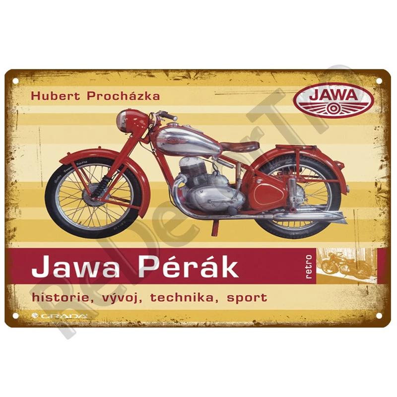 JAWA Vintage Nástěnný Plakát Vintage Retro Nástěnný Domácí Restaurace Dekorace Plaketa Kovová Nástěnná Dekorace Umění Kovová Značka Plechová Značka Talíř