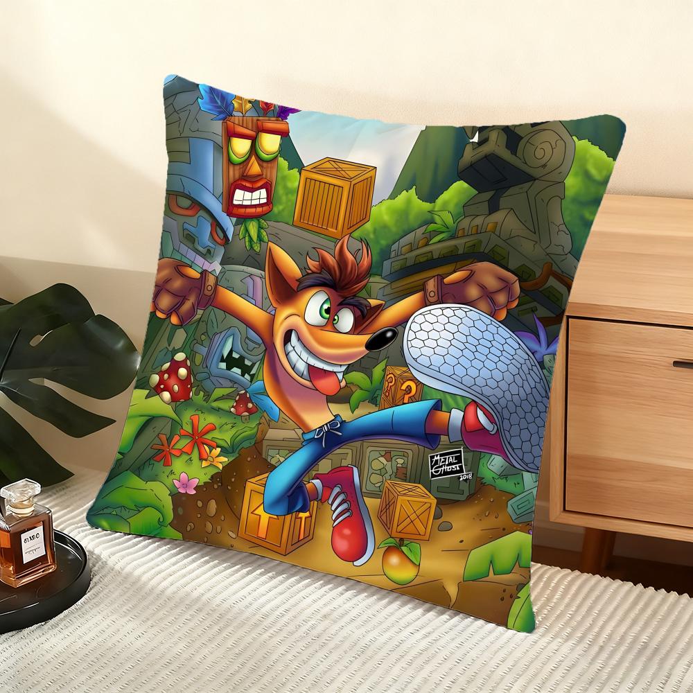 Crash Bandicoot Cushion Cover Soft Short Plush Pillow Cover Smooth Cozy Texture Aesthetic Cushion Case Home Decor
