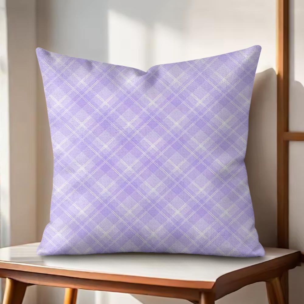purple diamond pattern Cushion Cover Natural Linen Organic Fabric DoubleSided Printing Couch Pillow Covers Home Decor Gift