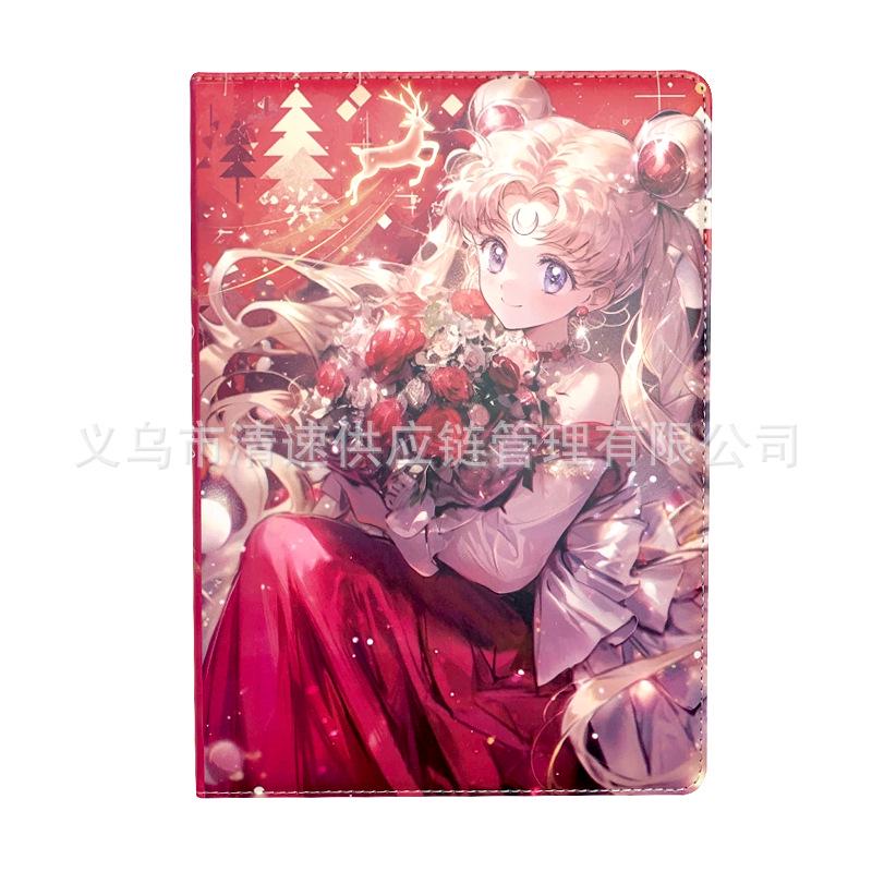 B5 Red Christmas Anime Girl Leather Hardcover Notebook A-183