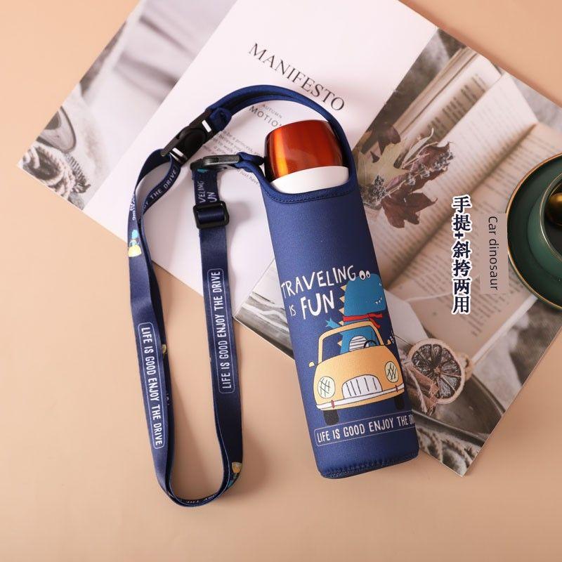 Baihui 500ml Large-Capacity Thermos Cup Cover for Adults, Portable Hand-Held Cross-Body Protective Cover, Anti-Fall