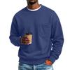 Men's Color -Lined Long Sleeve Neck Sweatshirt with Pocket for Fall and Winter
