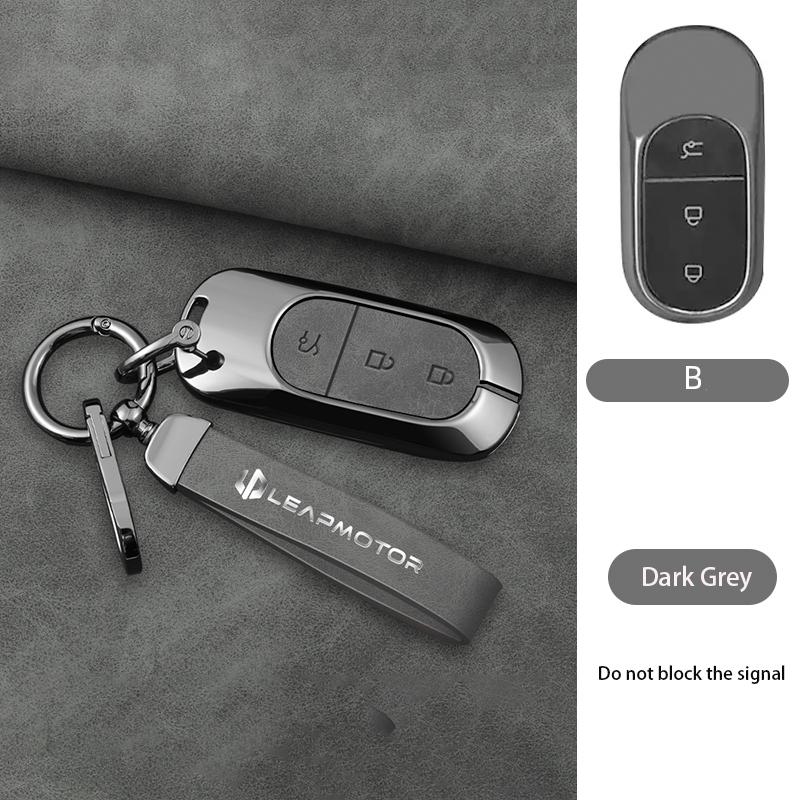 

Zinc Alloy Car Key Case Cover for Leapmotor T03 S01 C11 for 2023 Leapmotor C01 T03 S01 C11 Leap Motor Holder Key Fob Keychain
