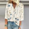 Women's Shirt Blouse Casual Loose Shirts 3/4 Sleeve Print V Neck Tops Print Tops T-shirts Tee