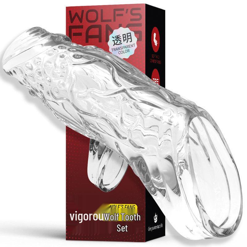 Enhanced Men's Wolf Tooth Sleeve Restraint Ring: Thickening, Enlarging, Exposed Head Lock Condom.