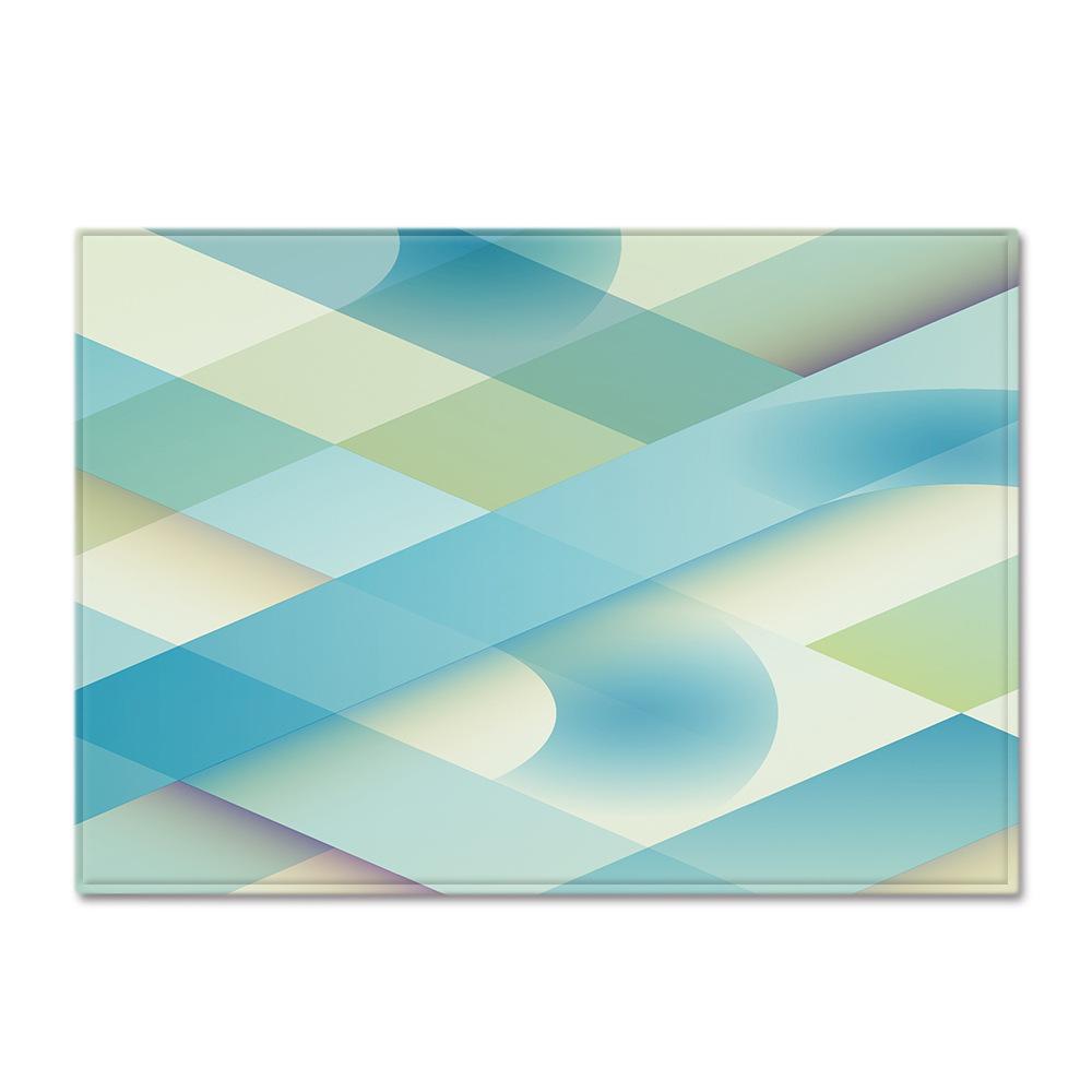 Line Printing Three-Dimensional Carpet Living Room Runway Green Floor Mat