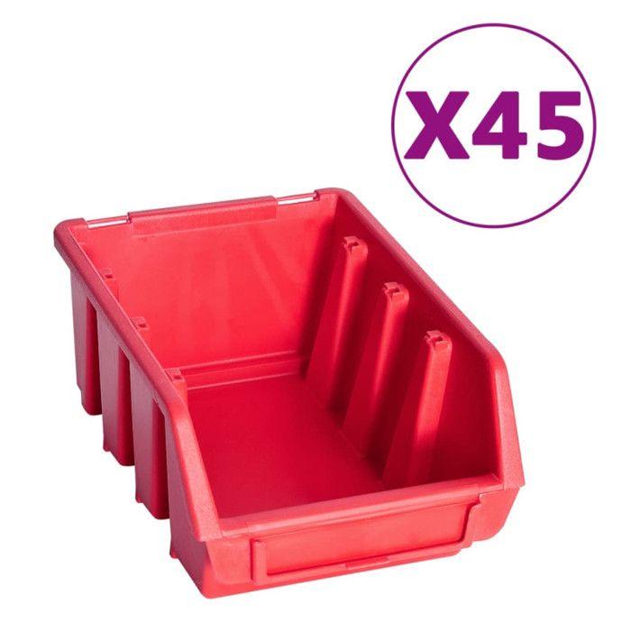 Kit de rangement - vidaXL - 96 bacs - Rouge/noir - Plastique - Charge 2 kg par boîte