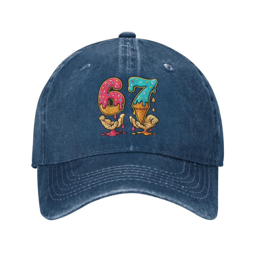 67 Ice Cream Drip Meme Six Seven Gen Alpha Slang Sun Baseball Cap Men Women Design Hip Hop Hats Summer Outdoor Gym Snapback Cap