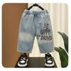 Jungen Sommerkleidungsset Briefdruck Kurzarm-T-Shirt Jeans-Shorts Anzug Kinder Freizeit-Outfit