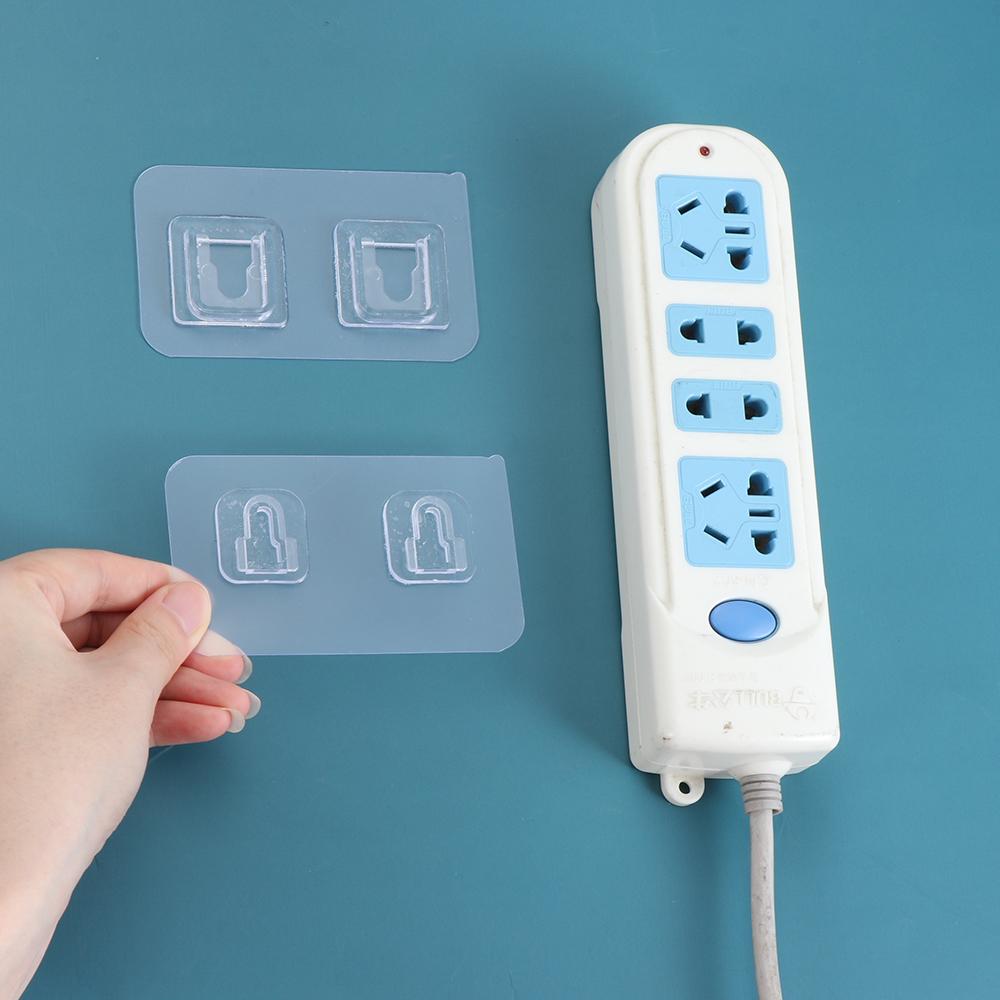 Wall-mounted Self-Adhesive Punch-free Transparent Socket Holder Plug Fixer Plug Sticker