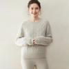 Women's Cashmere Cable Knit Sweater: Round Neck, Long Sleeve, Thickened for Autumn/Winter, Loose Fit