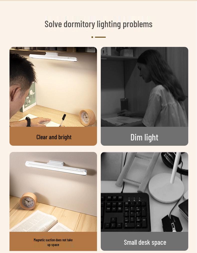 LED Desk Lamp with Eye Protection, Magnetic Base, Rotatable Design for Dorms and Bedrooms