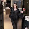Court French Style Lace Pajamas Women's Long-sleeved Trousers Flared Sleeves Ice Silk Fairy Spring Satin Loungewear Set