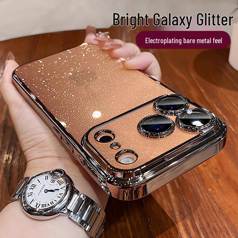 Compatible iPhone 17 Pro Max Electroplated Glitter Full Coverage Lens Film Anti-Fall Protective Case
