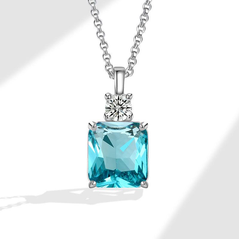 Ladies Elegant Square Zircon Pendant Necklaces