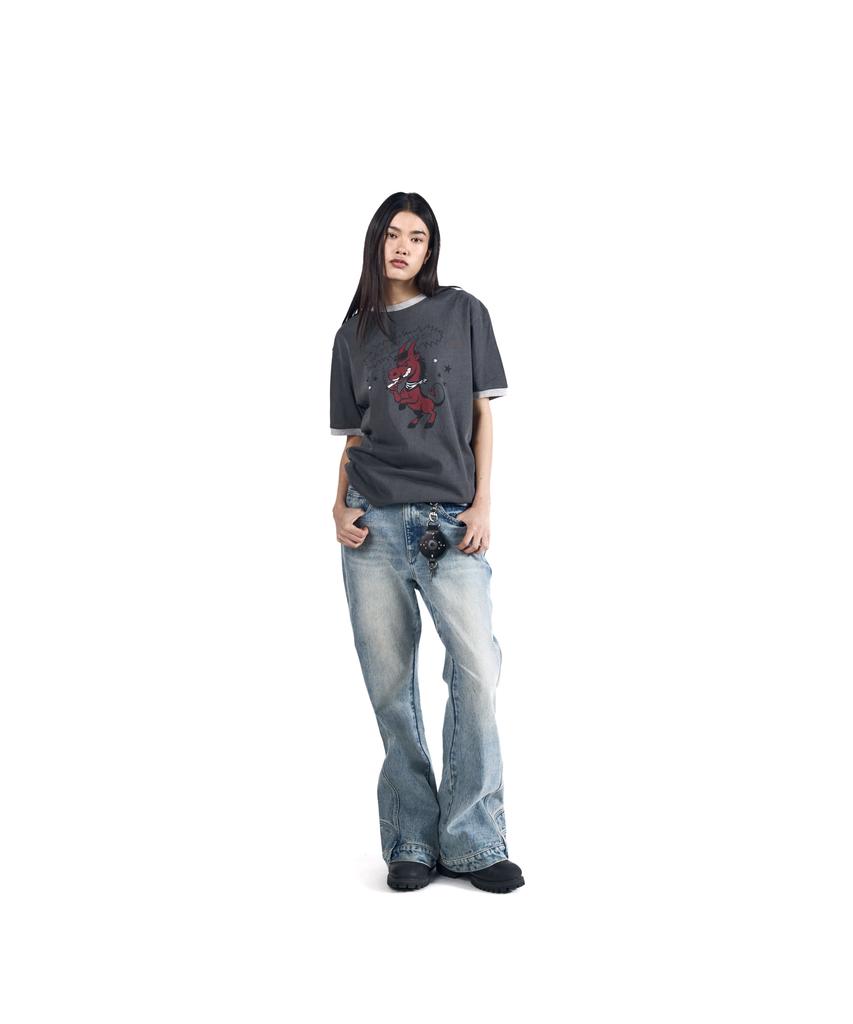 AAKAM Bad Horse Ringer Top (Dark Gray)