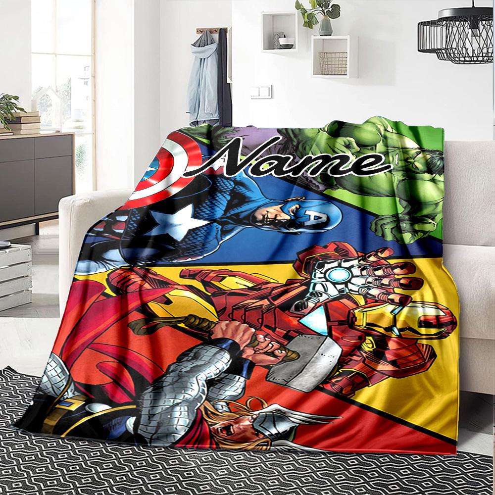 Custom Name Avengers: Infinity War flannel Blanket for Super Soft Cute Comfort Blanket for Travel Bedding Couch Sofa Blanket