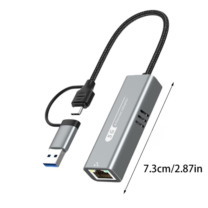 Fast Speed USB Type C to RJ45 Adapter 5000Mbps Ethernet Networking Converters for Laptops and Desktops